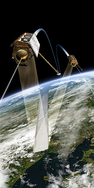 Artwork of the TanDEM-X formation (source: DLR - German Aerospace Center)